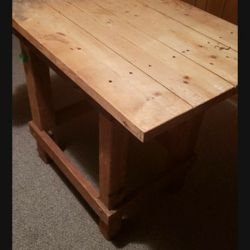 Heavy-Duty Solid Wood Workbench with Vise + Power Outlet