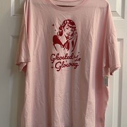 Brand New Ladies Pink Graphic Tee Size XXL