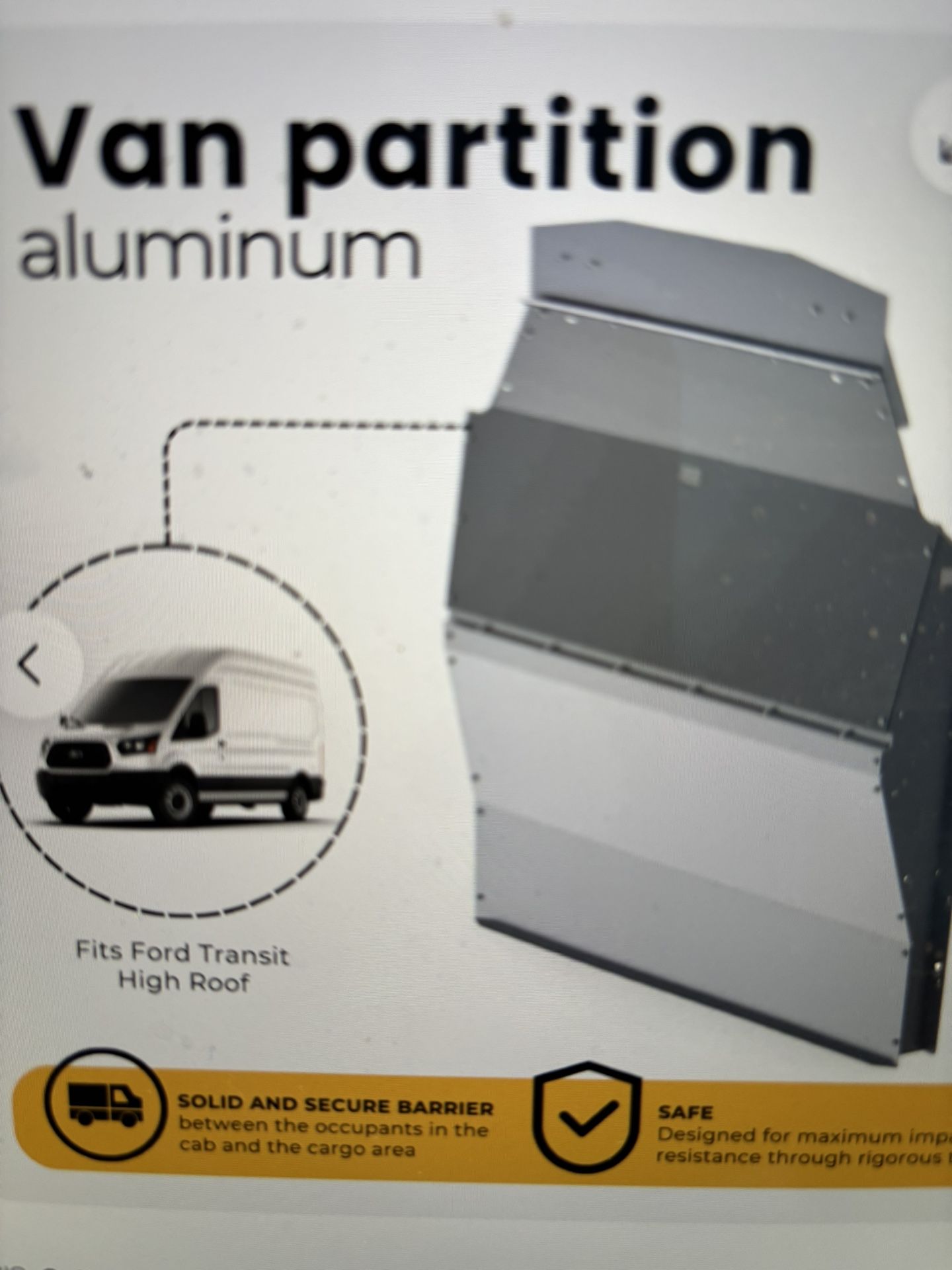 Contoured Cargo Van Partition, Solid Compatible Whit Ford Transit HR, 3010-FTH