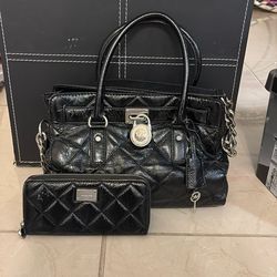 Michael Kors Quilted Patent Leather Handbag w/ Matching Wallet (authentic)
