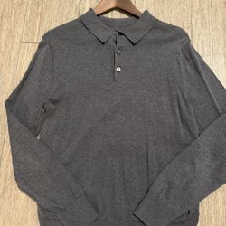 Banana Republic Men’s Stitch Polo Sweater Medium Charcoal