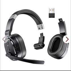 TECKNET Bluetooth Trucker Headset, Single And Dual Ear Wireless Headset With Mic For Work Noise Cancelling, 50Hrs 3 EQ Music Modes Trucker Bluetooth H