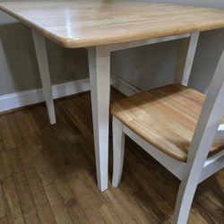 White/Oak Finish Wooden Table Set