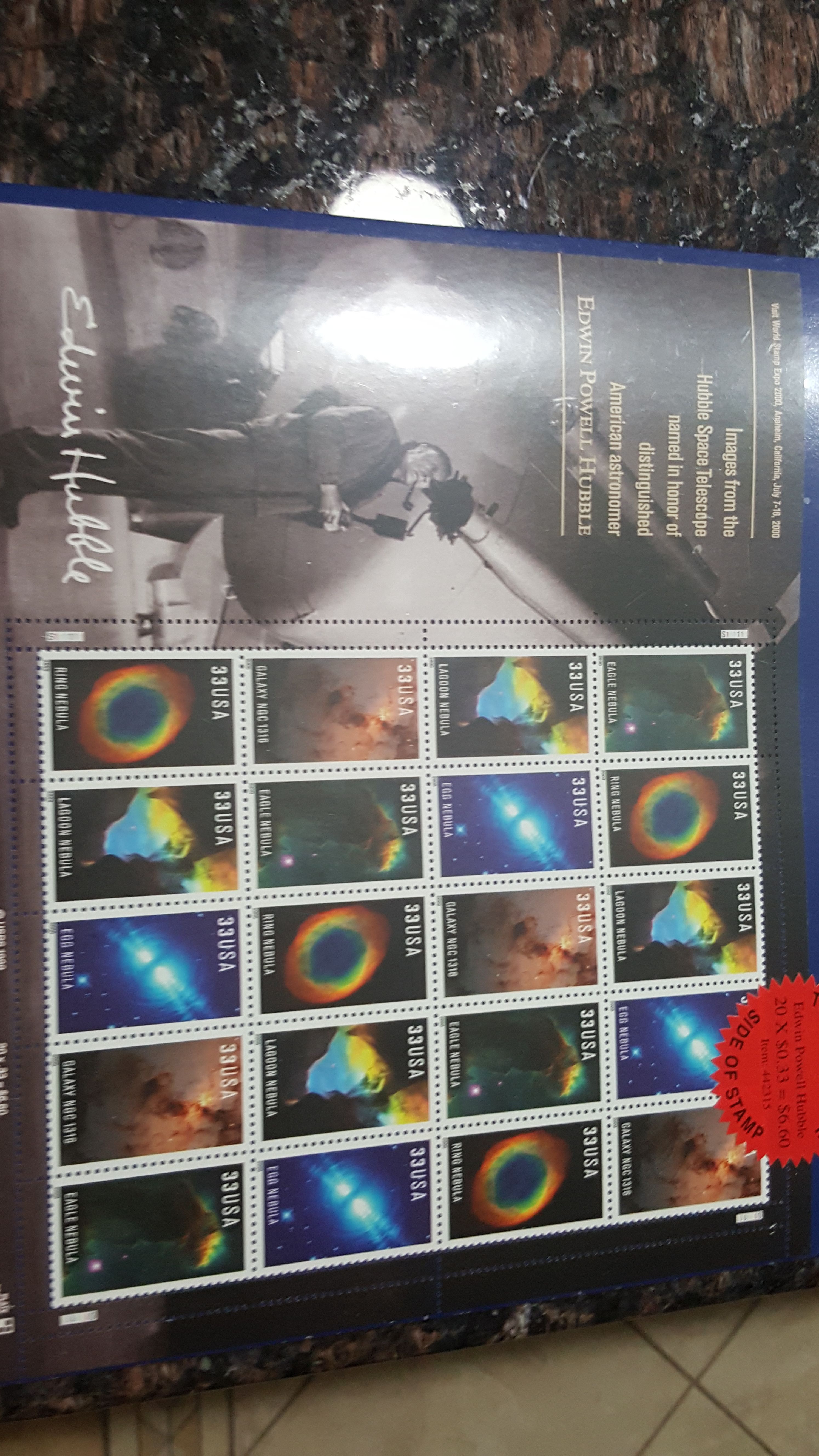 new from 1999 Edwin hubble space telescope image sheet 20 stamps