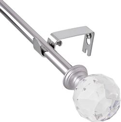 Acrylic Ball Finials Curtain Rod Set，5/8" Treatment Single Curtain Rod，28 to 48 Inch