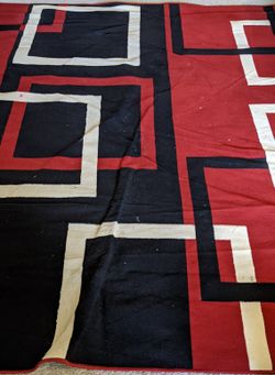 L Sweet Home Stores Modern Boxes Design Area Rug, 7'10" x 9'10", Dark Red