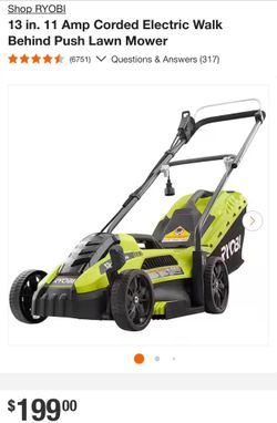 Ryobi corded electric walk behind lawn mower