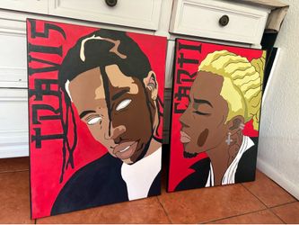 Playboi Carti and Travis Scott paintings