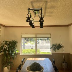 industrial black metal multi-light ceiling fixture 