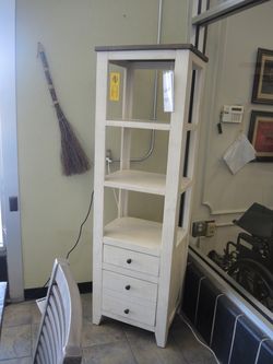 Jofran Madison County 22 Inch Pier With 2 Drawers - Vintage White | Cabinet | Cupboard