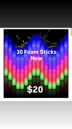 30pcs Foam Light up Sticks Bulk, Glow in the Dark Party Supplies with 3 Flashing Modes, Glow Wands for Birthday, Wedding, Concert, Outdoor Camping, Ra