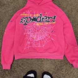Sp5der hoodie medium pink