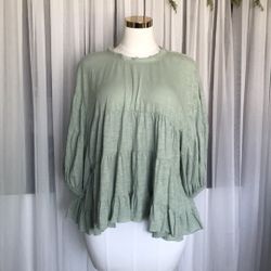 Boho Oversized Ruffle Top Size S
