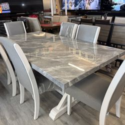 Marble Table With 6 Chairs 