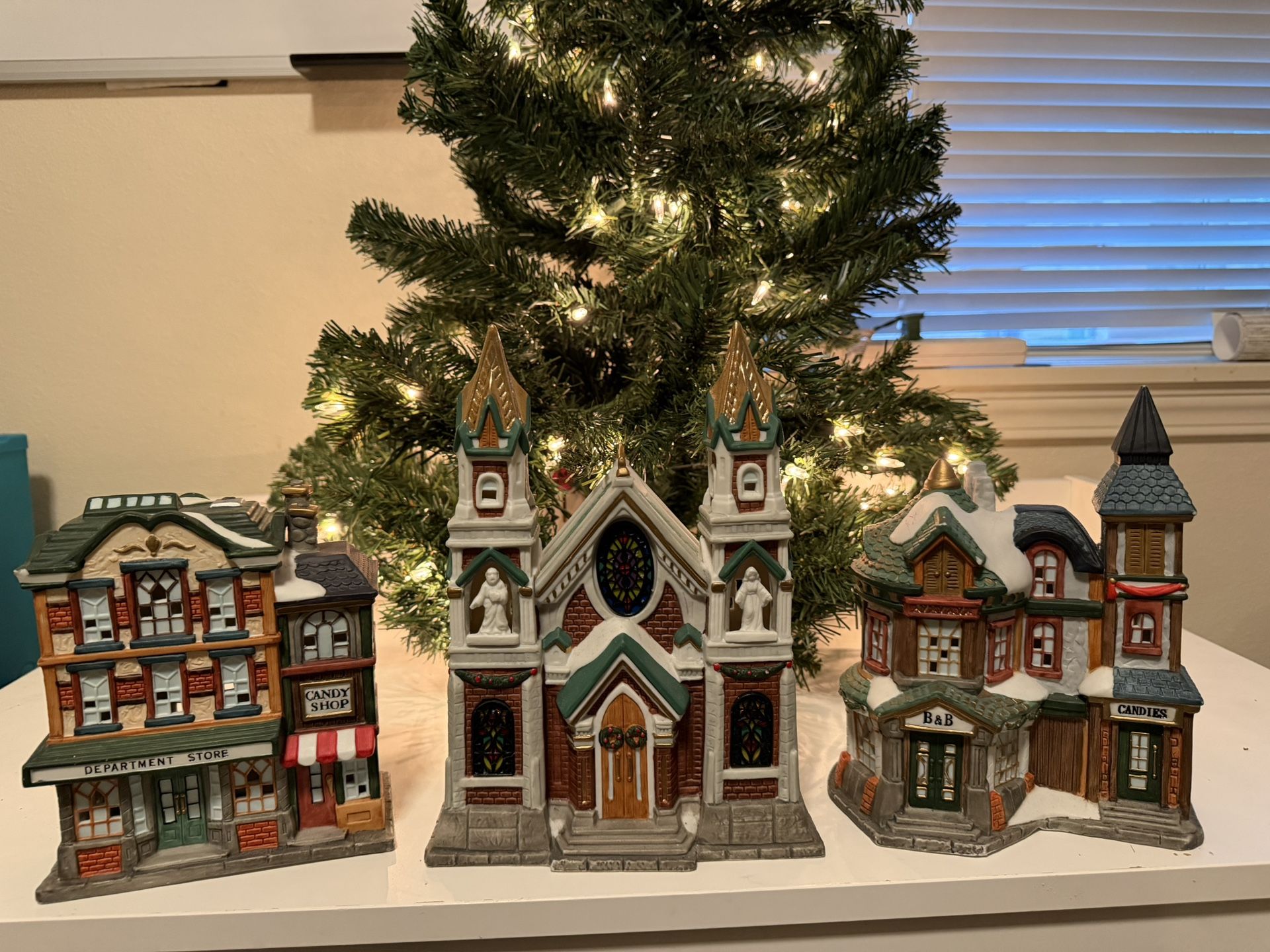 Ceramic Christmas Church Market Store Collectible Decorations