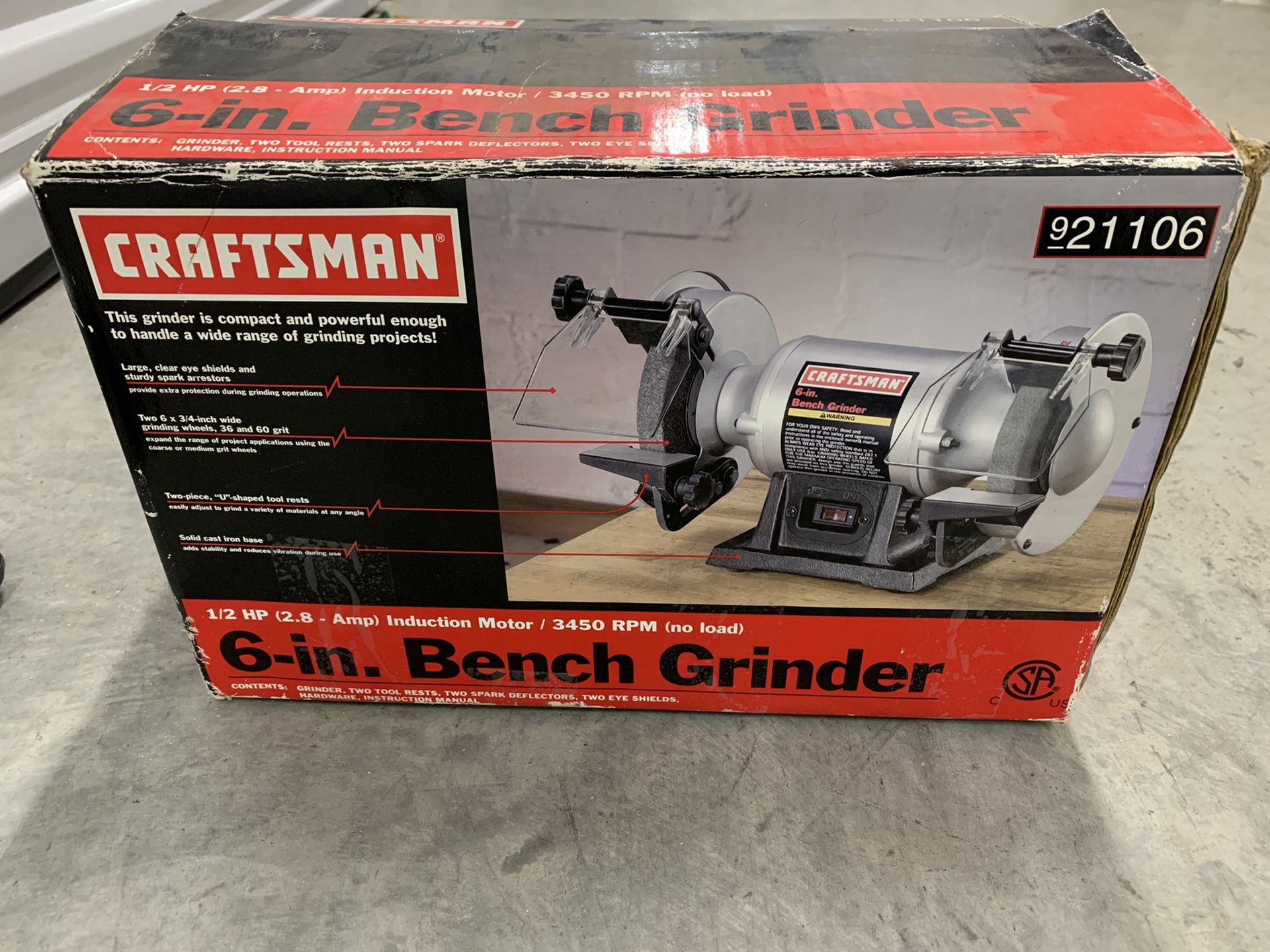6-in. Bench Grinder 1/2 HP (2.8-Amp) Craftsman