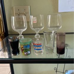 5 Shot Glasses And 3 Wine Glasses $7