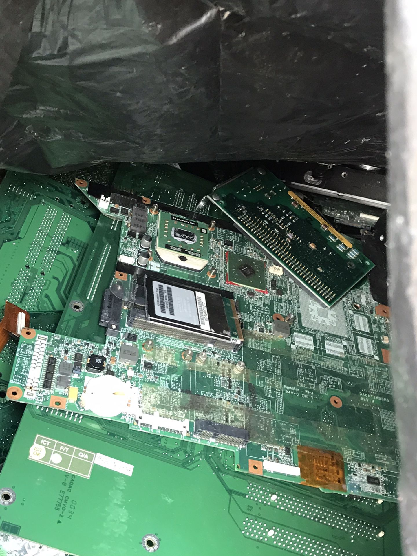 Gold recovery Huge bag of computer motherboards and processors for scrap gold recovery