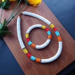 2PC Beautiful Maasai Bead Necklace Set
