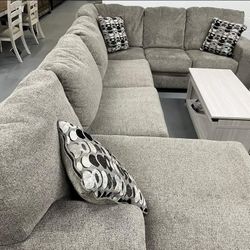  Oversized Plush Comfy Smoke Sectional Sofa Couch 
