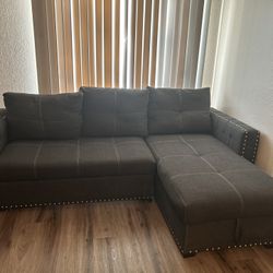 Grey Pull Out Couch With Storage 