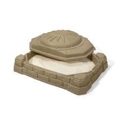 Step2 Naturally Playful Sandstone Beige Plastic Sandbox Toy with Cover