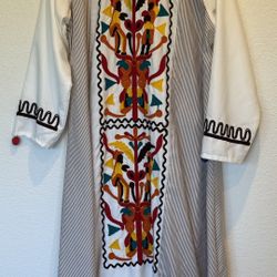 Egyptian Dresses Red, Brown And Blue stripes $75 Each 54” L 23” Chest Tunic Muslim Caftan Cotton