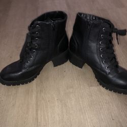 Woman Faux Leather Fashion Black Boots