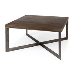 Wood Coffee Table With Metal Base 