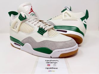 USED 2023 NIKE SB X AIR JORDAN RETRO 4 IV PINE GREEN SIZE 9