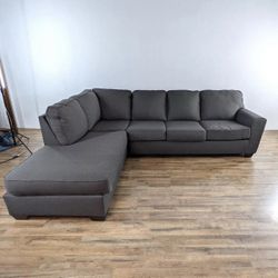 Living Spaces McDade L-Shape Sectional Sofa in Dark Gray