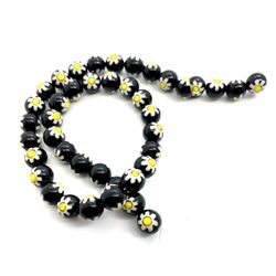 Strand Of Black Millefiori Beads