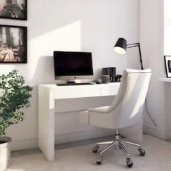 Modern high gloss oak slim white desk/vanity +  Drawers + Real wood
