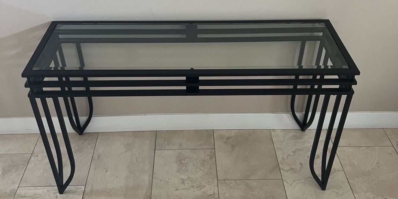 Glass Sofa Table: 48”L x 16”W x 26-1/2”H