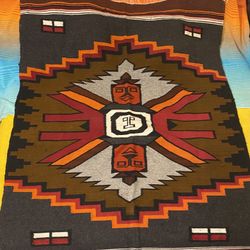 Native American Wool Tapestry Wall Hanging Blanket