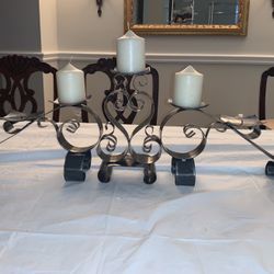 Candle holders  3 Piece Made of Metal Holds 7 Candles and can Be Used Separately