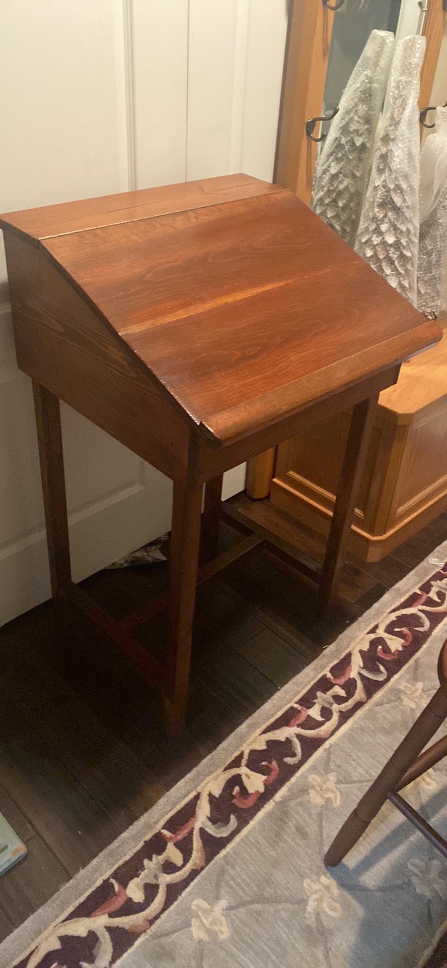 Antiques Desk- Pulpit 155 Srool With Dovetail Holes 88 Small Open Table 65 Drop Leaf 75