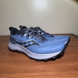 Saucony Womens Peregrine 14 Trail Running Shoes Sz 11 Sneaker Astro/Carbon Blue