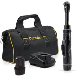 Durofix 12V Li-ion Cordless 1/4" 60 ft-lbs. Extended Ratchet Wrench Tool Kit with 2 Batteries and Canvas Bag