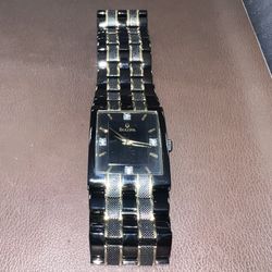 Men's Diamond Accent Black and Gold-Tone