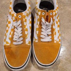 Vans Old Skool Pro Checkered Orange White Mid Shoes Ultracush Mens US  11.5