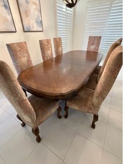AICO Brand Rectangular 3 Leaf Extension Dining Room Table with 8 Chairs