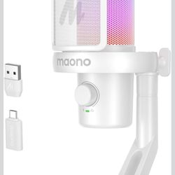 MAONO DM40 AI Wireless USB Microphone for PC & Streaming (White)