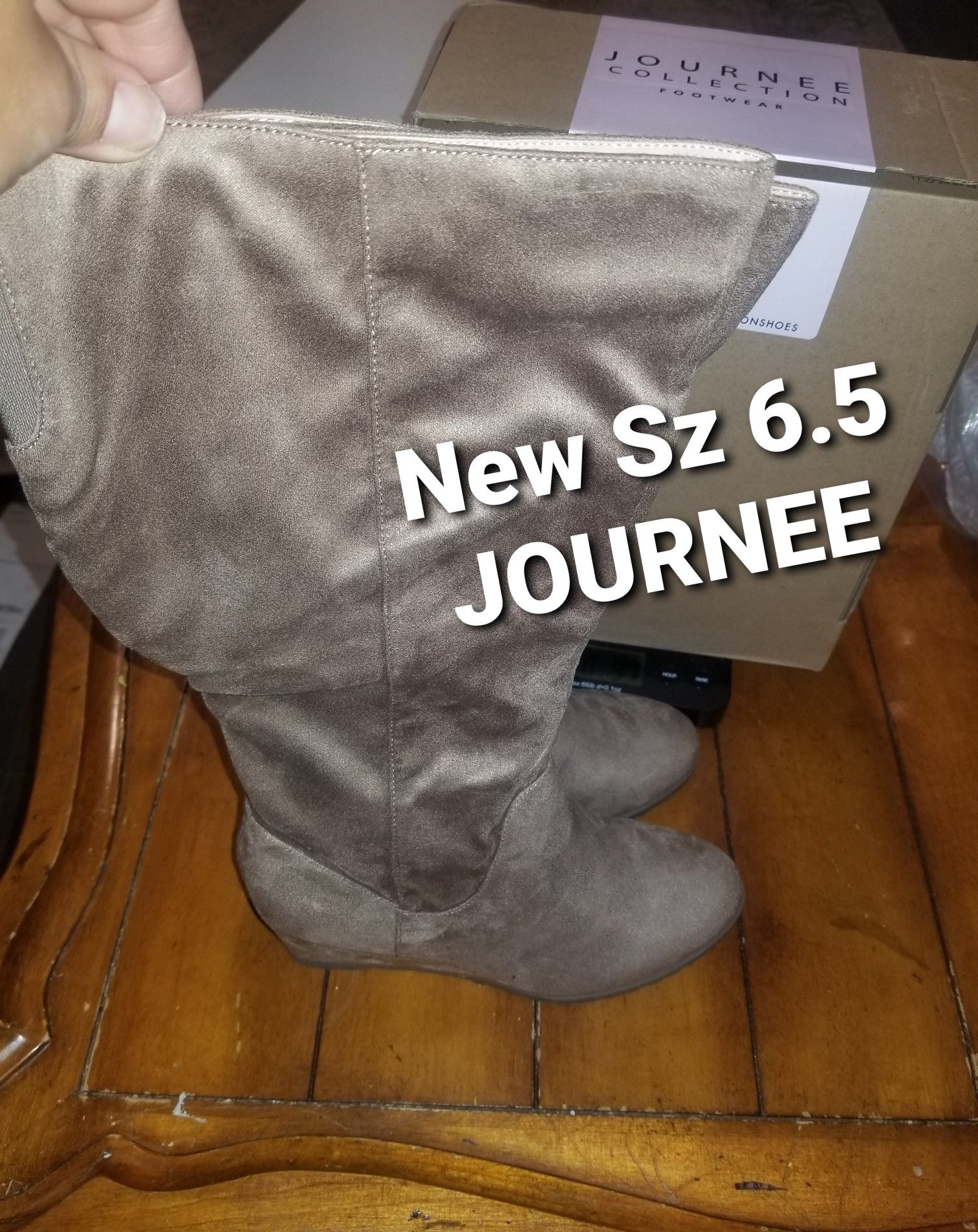 New Size 6.5 womens taupe beige wedge boots faux suede fall winter fashion