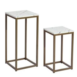 NIB_Square Faux Marble Coffee Table, Set Of 2