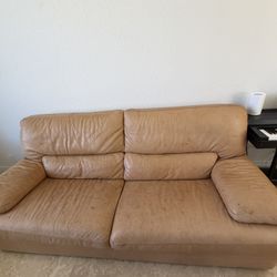 Two Natuzzi Genuine Leather Sofas – Comfortable & Solid