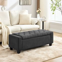 48" Dark Gray Ottoman Storage Bench