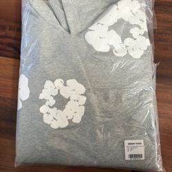 Grey Demin Tear Hoodie Size Medium 