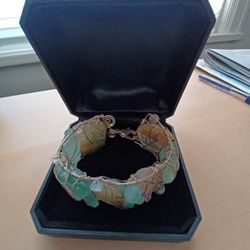 Rare Vintage Sterling Silver Seaglass Bracelet Unique 