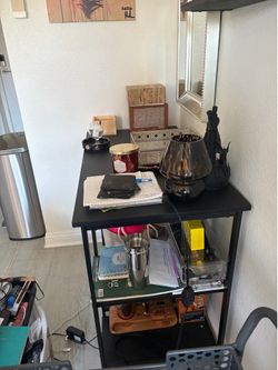 Black Computer Desk with Shelves